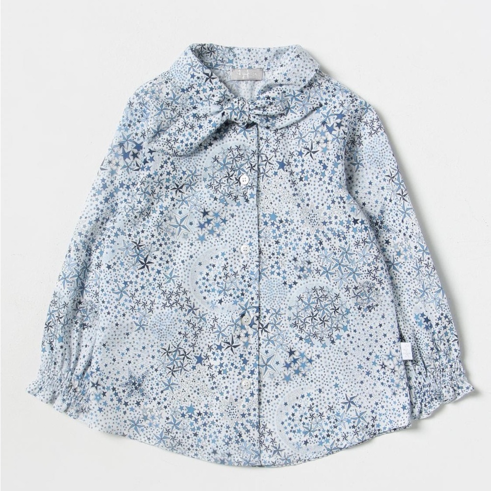 Il Gufo Blue Liberty Fabric Kids Button Down Shirt 3Y